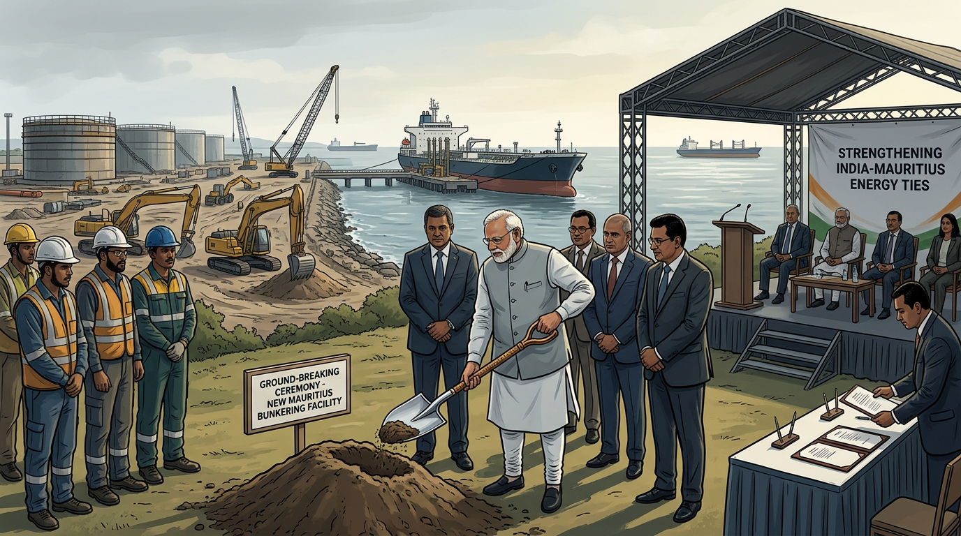 Indian Minister attends ground-breaking ceremony for Mauritius bunkering facility and inks MoU to strengthen energy ties